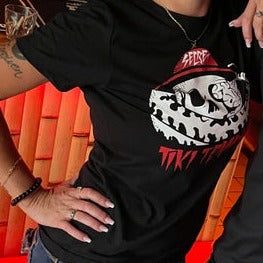 Ladies Fitted T-shirt Secret Tiki Temple Pith Skull & Snake